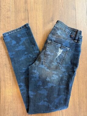 JAG Blue Camo Distressed Denim Relaxed Boyfriend Jeans Pants Size 4